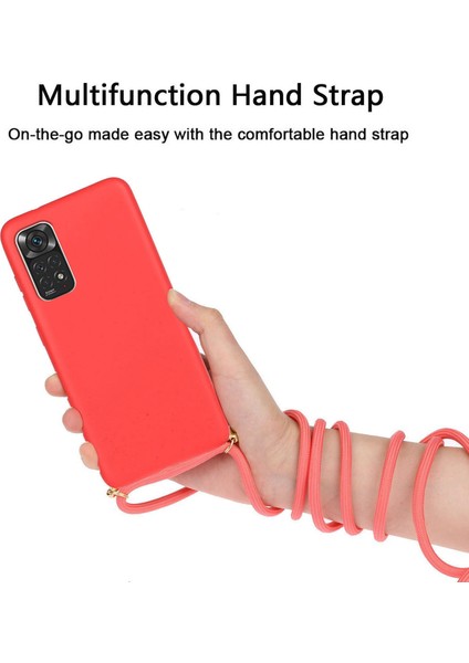 Xiaomi Redmi Note 11 4g(Qualcomm) Için Hafif Ince Çevre Dostu Buğday Samanı + Ayarlanabilir Kordonlu Yumuşak Tpu Cep Telefonu Kılıfı-Kırmızı (Yurt Dışından) modelleri