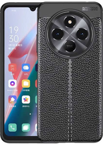 Xiaomi Redmi 14C 4g Kılıf Litchi Texture Tpu Esnek Telefon Kapağı, Siyah (Yurt Dışından)