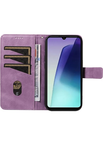 Xiaomi Redmi 14C 4g Kılıf Deri Geometrik Çizgi Cüzdan Telefon Kılıfı Bilek Kayışı-Mor (Yurt Dışından) fiyatları