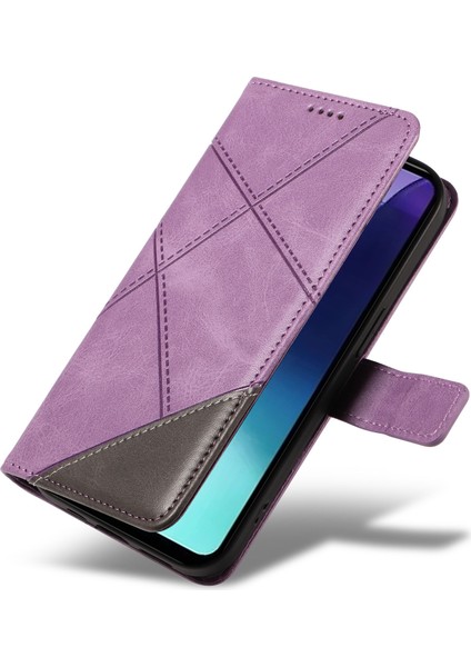 Xiaomi Redmi 14C 4g Kılıf Deri Geometrik Çizgi Cüzdan Telefon Kılıfı Bilek Kayışı-Mor (Yurt Dışından) indirimleri