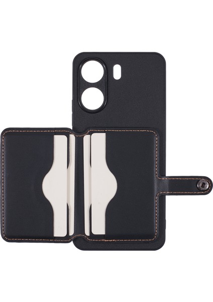 Xiaomi Redmi 13C 4g/5g Telefon Kılıfı Yapışkanlı Kart Çantası Renk Eşleştirmesi Kickstand-Kahverengi (Yurt Dışından) modelleri