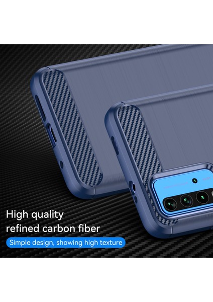 1.8mm Çizilmeye Dayanıklı Fırçalanmış Karbon Fiber Doku Tpu Case Arka Cep Telefonu Kapağı Için Xiaomi Redmi 9 Güç-Mavi (Yurt Dışından) fiyatları