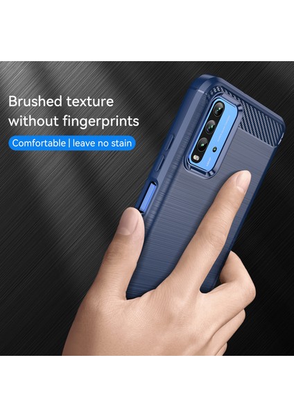 1.8mm Çizilmeye Dayanıklı Fırçalanmış Karbon Fiber Doku Tpu Case Arka Cep Telefonu Kapağı Için Xiaomi Redmi 9 Güç-Mavi (Yurt Dışından) modelleri