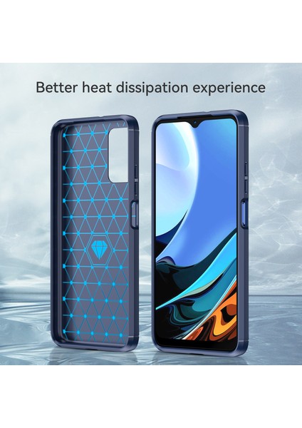 1.8mm Çizilmeye Dayanıklı Fırçalanmış Karbon Fiber Doku Tpu Case Arka Cep Telefonu Kapağı Için Xiaomi Redmi 9 Güç-Mavi (Yurt Dışından) fırsatları