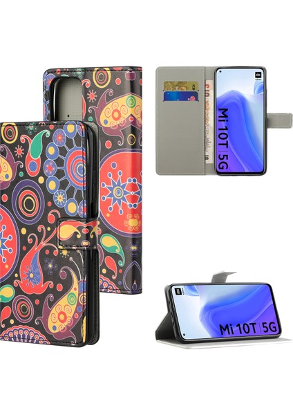 Desen Baskı Pu Deri Cüzdan Standı Koruyucu Kapak Için Xiaomi Redmi K30S-PAISLEY Flower (Yurt Dışından)