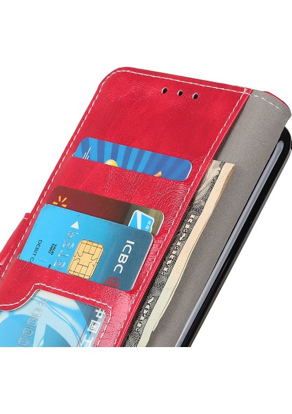 Xiaomi Redmi 14C 4g Kılıf Crazy Horse Dokulu Deri Telefon Cüzdan Kapağı-Kırmızı (Yurt Dışından) modelleri