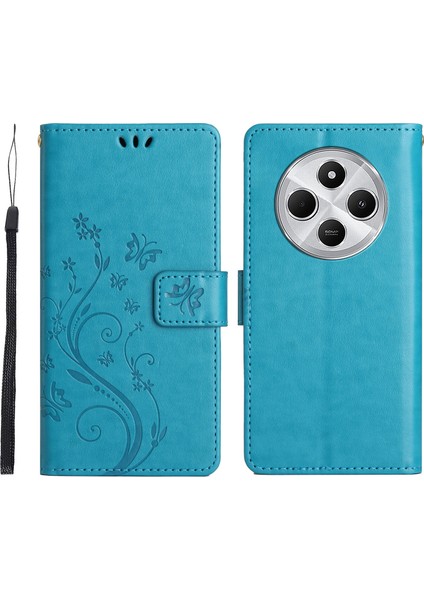 Xiaomi Redmi 14C 4g Kılıf Desen Baskı Pu Deri Telefon Cüzdan Kapağı Askı-Mavi Için (Yurt Dışından)