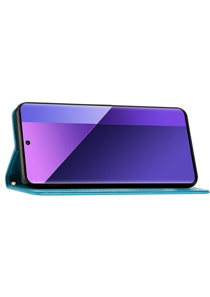 Xiaomi Redmi 14C 4g Kılıf Desen Baskı Pu Deri Telefon Cüzdan Kapağı Askı-Mavi Için (Yurt Dışından)