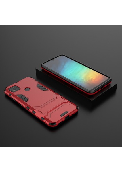 Xiaomi Redmi 9c -Kırmızı Için Görünmez Katlanır Destek Standına Sahip 2'si 1 Arada Pc+Tpu Hibrit Telefon Kılıfı (Yurt Dışından)