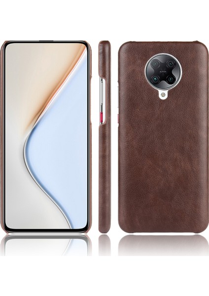 Xiaomi Redmi K30 Pro Için Litchi Deri Kaplamalı Sert Pc Kapağı -Kahverengi (Yurt Dışından)