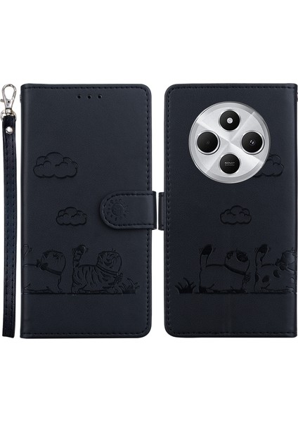 Xiaomi Redmi 14C 4g Kılıf Için Rfıd Engelleme Yavru Desen Tpu+Pu Deri Telefon Kapağı-Siyah (Yurt Dışından)