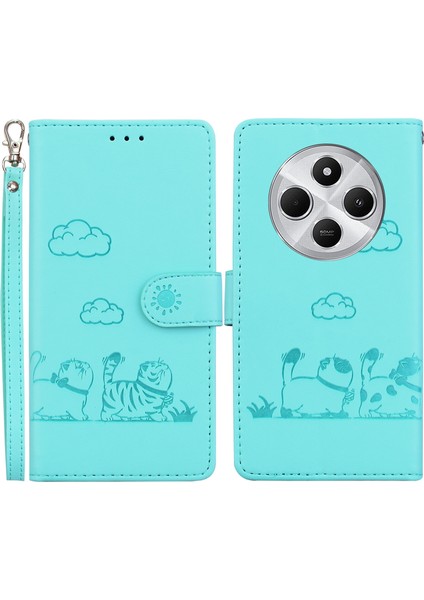 Xiaomi Redmi 14C 4g Kılıf Için Rfıd Engelleme Yavru Desen Tpu+Pu Deri Telefon Kapağı-Yeşil (Yurt Dışından)