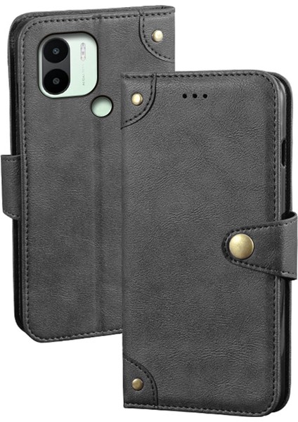 Xiaomi Redmi Için A1 + 4g Drop-Proof Cep Telefonu Kılıfı Çanta Ince Doku Pu Deri Flip Cüzdan Kapak Standı-Siyah (Yurt Dışından)