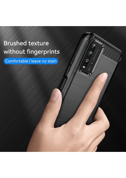 1.8mm Çizilmeye Dayanıklı Fırçalanmış Karbon Fiber Doku Tpu Case Arka Cep Telefonu Kapağı Xiaomi Redmi 9 Güç-Siyah (Yurt Dışından) modelleri