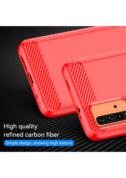1.8mm Çizilmeye Dayanıklı Fırçalanmış Karbon Fiber Doku Tpu Case Arka Cep Telefonu Kapağı Xiaomi Redmi 9 Güç-Kırmızı (Yurt Dışından) fiyatları