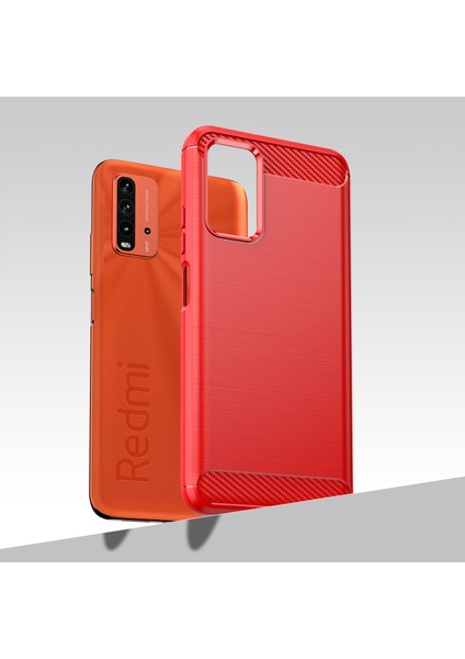 1.8mm Çizilmeye Dayanıklı Fırçalanmış Karbon Fiber Doku Tpu Case Arka Cep Telefonu Kapağı Xiaomi Redmi 9 Güç-Kırmızı (Yurt Dışından) indirimleri