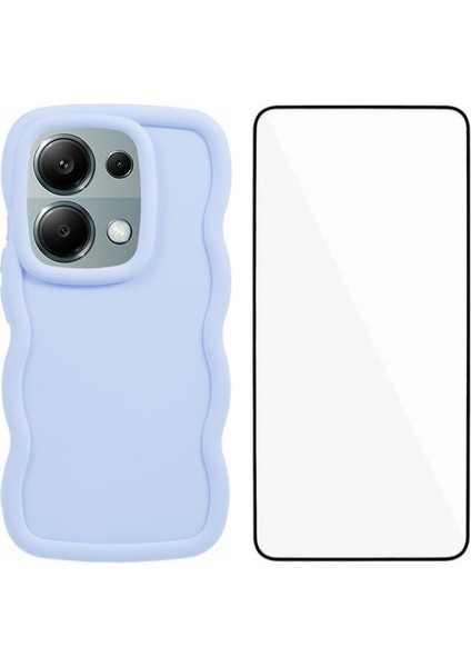 Xiaomi Poco M6 Pro 4g Kılıf Dalga Kenar Tpu Kapak Için Temperli Cam Film-Mor (Yurt Dışından)