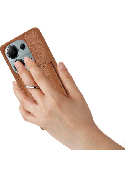 Xiaomi Poco M6 Pro 4g Kılıf Çizim Tipi Kart Yuvaları Litchi Doku Deri Arka Kapak Halkalı Kickstand-Kahverengi (Yurt Dışından) indirimleri