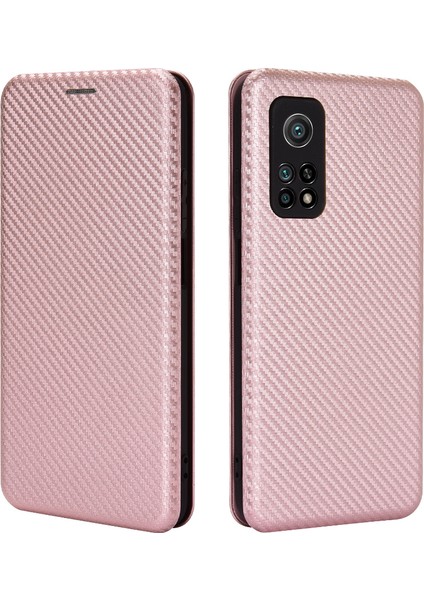 Xiaomi Mi 10T 5G/10T Pro 5g Shell-Gül Altın Için Karbon Fiber Dokulu Otomatik Emilmiş Deri Kılıf (Yurt Dışından)