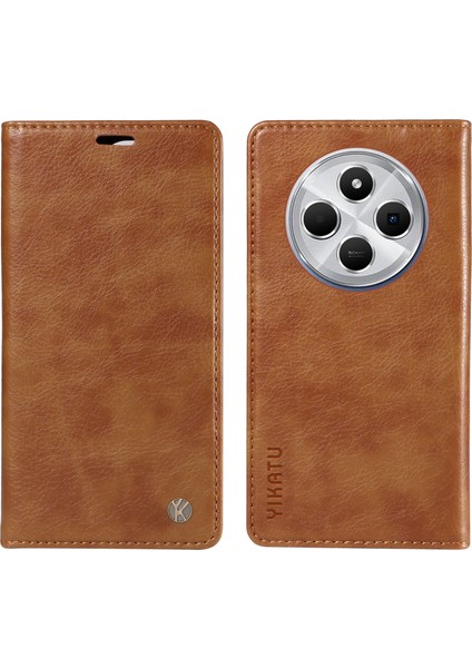 Xiaomi Redmi Için 14C 4g Kılıf Cüzdan Litchi Tahıl Deri Telefon Kapağı Manyetik Otomatik Emilmiş-Kahverengi (Yurt Dışından)