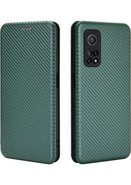 Xiaomi Mi 10T 5G/10T Pro 5g Kabuk Yeşili Için Karbon Fiber Dokulu Otomatik Emilmiş Deri Kılıf (Yurt Dışından)