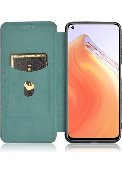 Xiaomi Mi 10T 5G/10T Pro 5g Kabuk Yeşili Için Karbon Fiber Dokulu Otomatik Emilmiş Deri Kılıf (Yurt Dışından)