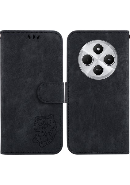 Xiaomi Redmi Için 14C 4g Cüzdan Kılıf Tiger Baskı Deri Darbeye Dayanıklı Telefon Kapağı-Siyah (Yurt Dışından)