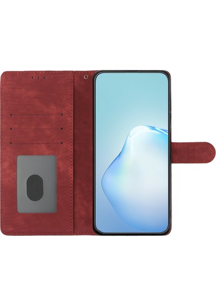 Xiaomi Redmi Için 14C 4g Kılıf Kart Pıhtıları ile Cilt Dokunuşu Pu Deri Telefon Kapağı Standı-Kırmızı (Yurt Dışından) modelleri