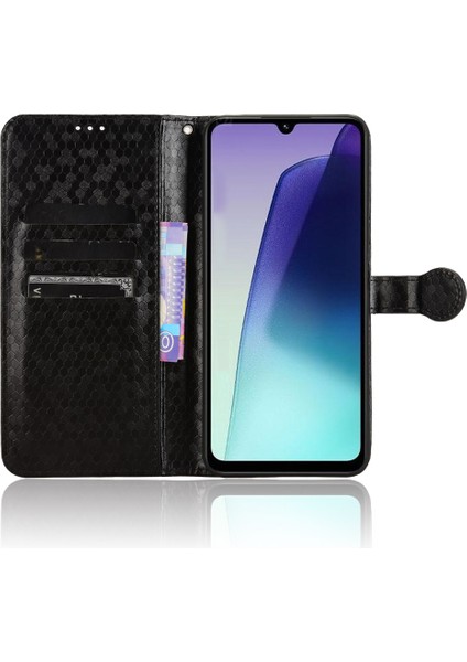 Xiaomi Redmi 14C 4g Cüzdan Kılıf Nokta Desenli Baskı Pu Deri Telefon Kapağı-Siyah (Yurt Dışından) modelleri