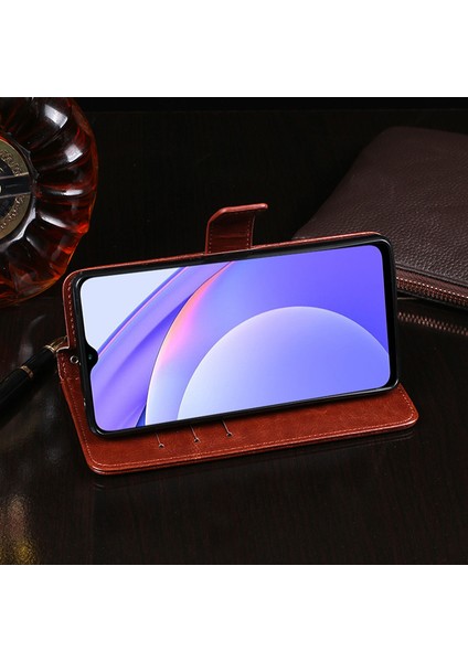 Manyetik Kapatma Cüzdan Tasarımı Xiaomi Redmi 9t Için Standlı Crazy Horse Dokulu Deri Mobil Muhafaza -Siyah (Yurt Dışından)