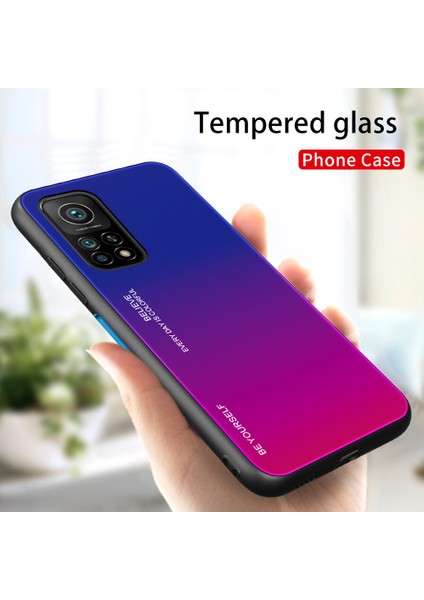 Xiaomi Mi 10T 5G/10T Pro 5g-Mavi/gül Için Yumuşak Tpu Kenar Temperli Cam Degrade Renk Kılıf (Yurt Dışından) fiyatları