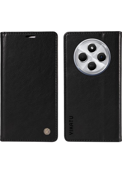 Xiaomi Redmi Için 14C 4g Kılıf Cüzdan Litchi Tahıl Deri Telefon Kapağı Manyetik Otomatik Emilmiş-Siyah (Yurt Dışından)