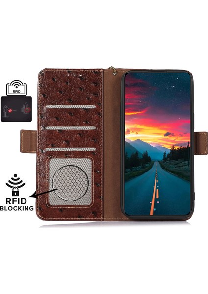 Xiaomi Redmi Note 13 Pro 5g Kılıf Hakiki Inek Deri Rfıd Engelleme Telefon Kapağı-Kahve Için (Yurt Dışından) modelleri
