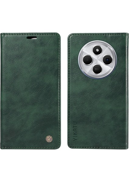Xiaomi Redmi Için 14C 4g Kılıf Cüzdan Litchi Tahıl Deri Telefon Kapağı Manyetik Otomatik Emilmiş-Yeşil (Yurt Dışından)