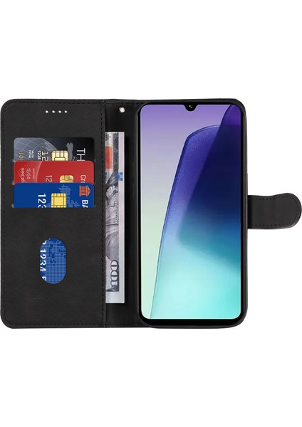 Xiaomi Redmi Için 14C 4g Kılıf Standı Cüzdan Deri Telefon Kapağı Kavisli Çizgi Bilek Kayışı-Siyah (Yurt Dışından) modelleri