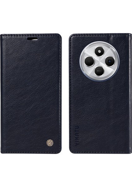 Xiaomi Redmi Için 14C 4g Kılıf Cüzdan Litchi Tahıl Deri Telefon Kapağı Manyetik Otomatik Emilmiş-Lacivert (Yurt Dışından)