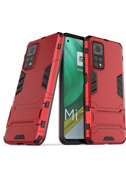 Xiaomi Redmi K30S Kickstand Kapak-Kırmızı Için Plastik+Tpu Hibrit Kılıf (Yurt Dışından)