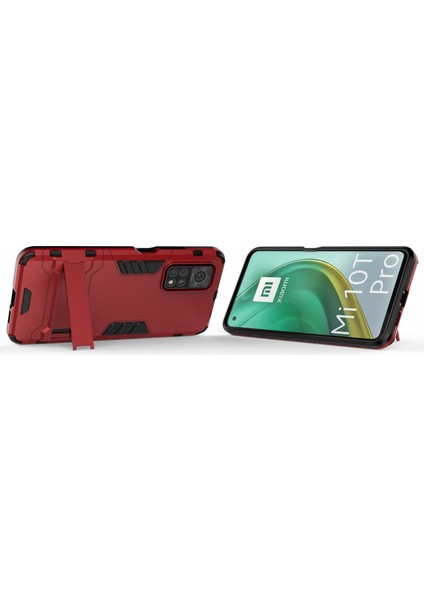 Xiaomi Redmi K30S Kickstand Kapak-Kırmızı Için Plastik+Tpu Hibrit Kılıf (Yurt Dışından)