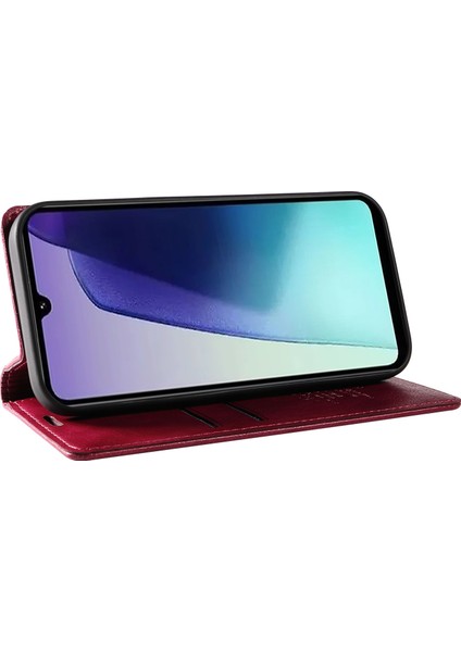 Xiaomi Redmi Için 14C 4g Kılıf Cüzdan Litchi Tahıl Deri Telefon Kapağı Manyetik Otomatik Emilmiş-Şarap Kırmızı (Yurt Dışından) modelleri