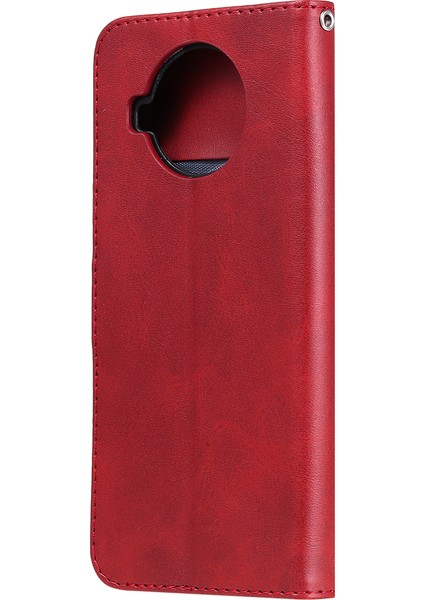 Xiaomi Mi 10T Lite 5g-Kırmızı Için Fermuarlı Cep Cüzdan Kapak Deri Stand Kılıfı (Yurt Dışından)