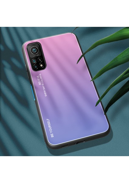 Xiaomi Mi 10T 5G/10T Pro 5g-Pembe/mor Için Yumuşak Tpu Kenar Temperli Cam Degrade Renk Kılıf (Yurt Dışından) fiyatları