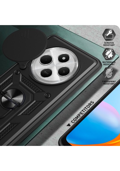 Xiaomi Redmi 14C 4g Kılıf Için Slayt Kamera Kapaklı Pc + Tpu Kickstand Telefon Kapağı-Gümüş (Yurt Dışından) fırsatları