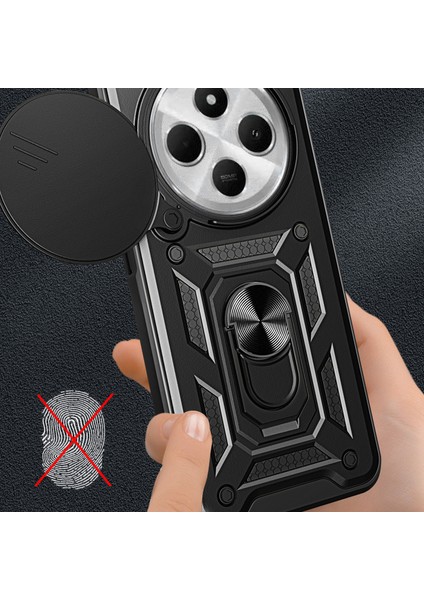 Xiaomi Redmi 14C 4g Kılıf Için Slayt Kamera Kapaklı Pc + Tpu Kickstand Telefon Kapağı-Gümüş (Yurt Dışından) indirimleri