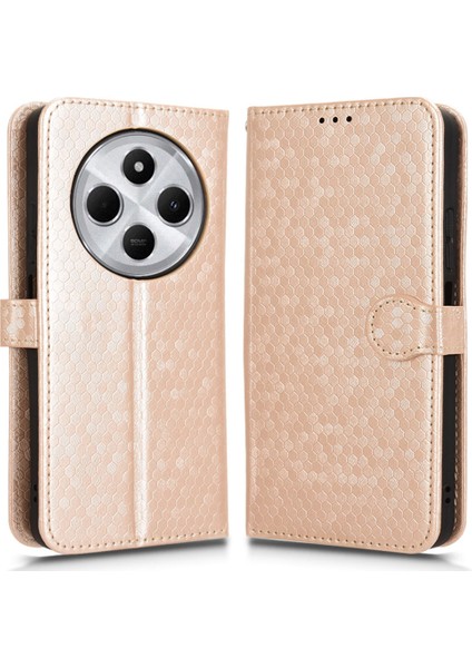 Xiaomi Redmi Için 14C 4g Cüzdan Kılıf Nokta Desenli Baskı Pu Deri Telefon Kapağı-Gül Altın (Yurt Dışından)