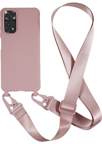 Xiaomi Redmi Için Not 11 4g(Qualcomm) Yumuşak Tpu Telefon Kılıfı Mat Kaplama Anti-Damla Kapak Geniş Kordon-Derin Pembe (Yurt Dışından)