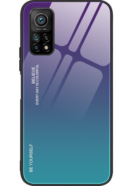 Xiaomi Redmi K30S-MAVI/YEŞIL Için Gradyan Desenli Boyalı Temperli Cam Cep Telefonu Kılıfı (Yurt Dışından)