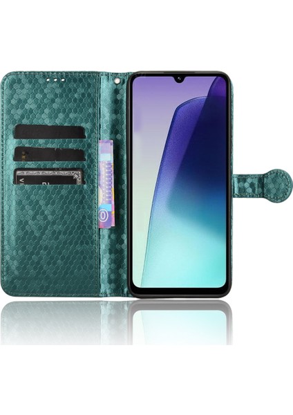 Xiaomi Redmi 14C 4g Cüzdan Kılıf Nokta Desenli Baskı Pu Deri Telefon Kapağı-Yeşil (Yurt Dışından) modelleri