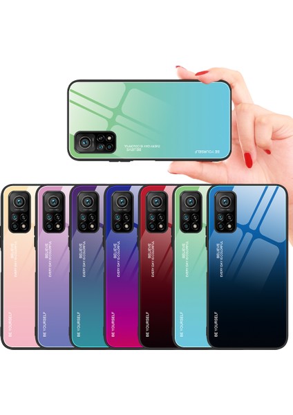 Xiaomi Redmi K30S-KIRMIZI/SIYAH Için Gradyan Desenli Boyalı Temperli Cam Cep Telefonu Kılıfı (Yurt Dışından) modelleri