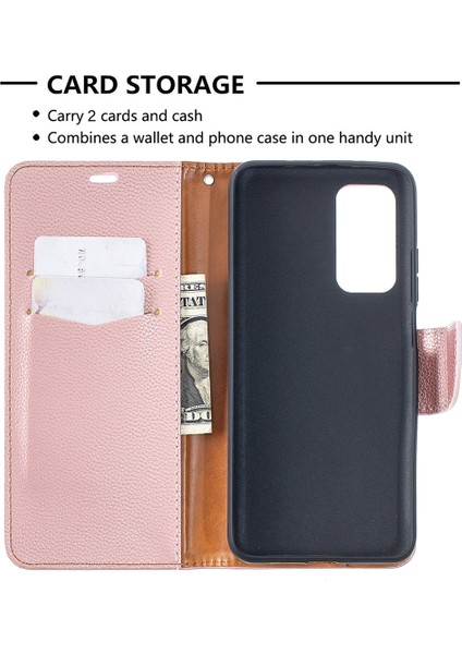 Xiaomi Redmi K30S-ROSE Gold Için Litchi Deri Cüzdan Deri Stand Kılıfı (Yurt Dışından) indirimleri