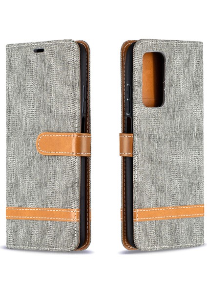 Renk Ekleme Kot Kumaş Doku Cüzdan Deri Kapak Xiaomi Redmi K30S Telefon Kılıfı-Gri (Yurt Dışından) fırsatları